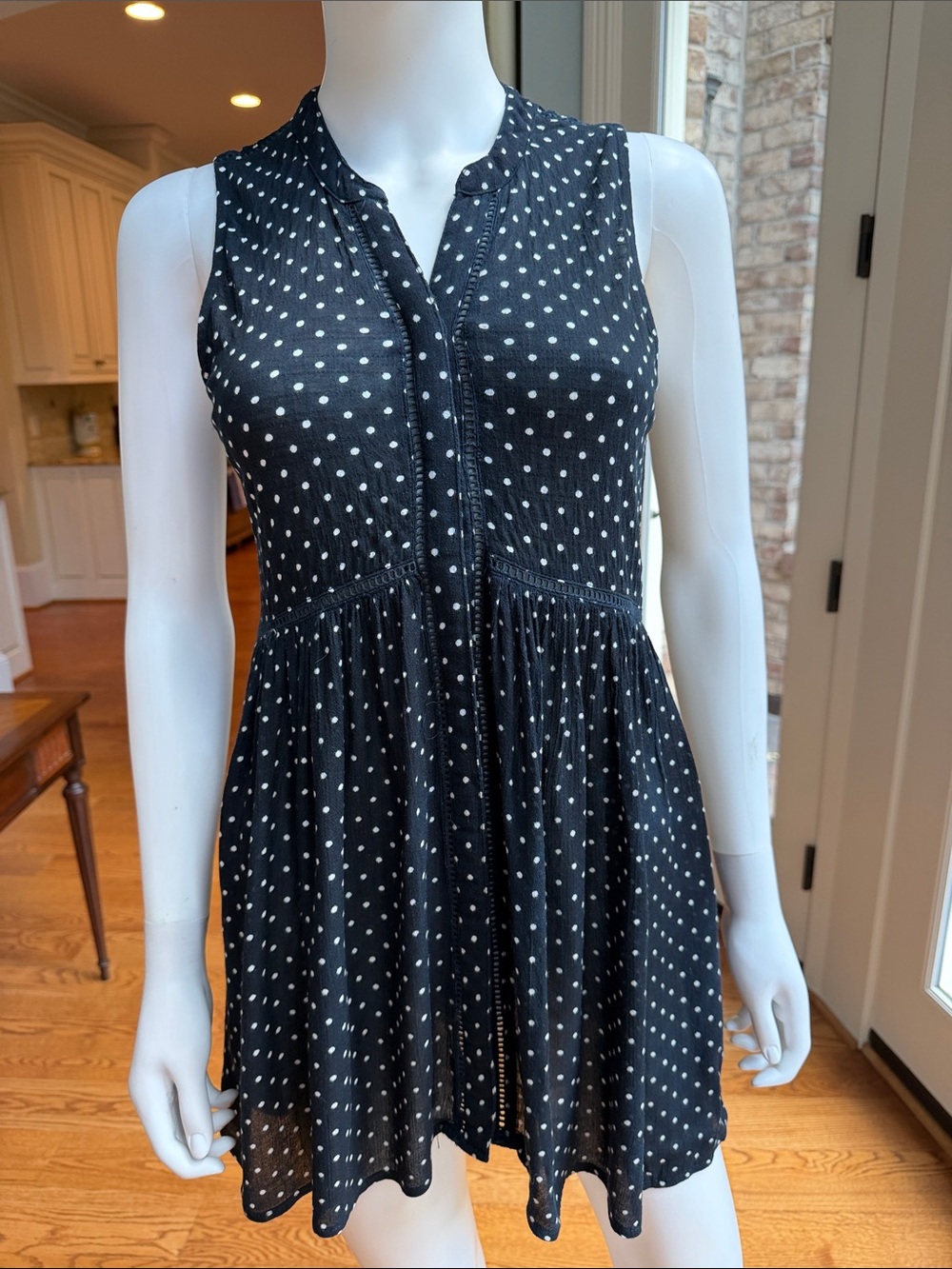 Anthropologie Black Polka Dot Sleeveless Swim Coverup